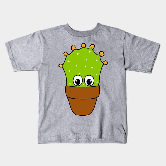 Cute Cactus Design #354: Prickly Pear Cactus With Cute Buds Kids T-Shirt by DreamCactus